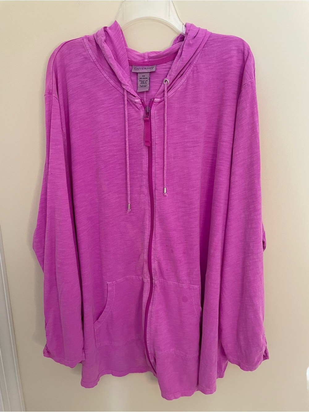 Catherines Bright Fuchsia Hoodie Coverup Women’s Size 4X ***FLAWED***